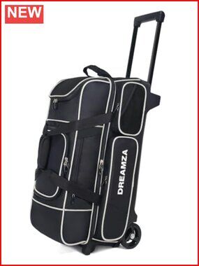 Premium 3 Ball Roller Bowling Bag Wheels Shoe Pocket Telescopic Handle